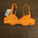 Salt + Cove Wavy-Scrunch Scoop-Neck Bralette Bikini Swim Top Tangerine Orange XL