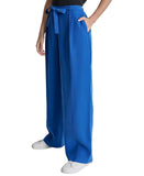 DKNY Womens Twill Tie-Front Pleated Belted Pants P4GKTX72 Lapis Blue 12