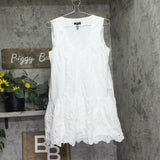 Aqua Womens Eyelet V-Neck Flounce Mini Dress Crochet Trim IDO14627 White M