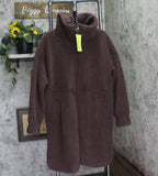All In Motion Womens Long High Pile Fleece Full Zip Drawstring Jacket Brown 2XL