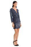 Donna Morgan Holiday Sequin Dress Event Occasion Cocktail Dark Blue Gray 16