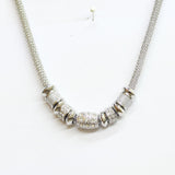 Catherines Solana Mesh Snake Chain Beaded Necklace Silver Gray 20'' + 3''