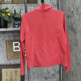 Lands' End Womens Fleece 1/4 Zip Pullover Lightweight Sweatshirt Red Orange M