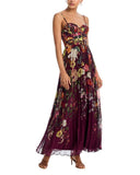 Aqua Pleated Floral Woven Maxi Dress IDM12073 Cherry Lacquer Purple Multi XS