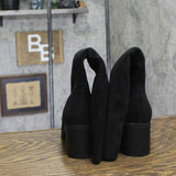 Journee Collection Block Heel Knee High Boots with Side Zip Black Suede 7M