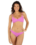 Hurley Womens Textured Wave Scrunch Bralette Bikini Top HU009T5 Orchid Purple M