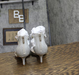 Jewel Badgley Mischka Robles Crystal Embellished Kitten Heels Silver Glitter 7M