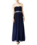 Speechless Juniors Embellished Glitter-Lace Gown Navy Blue 3