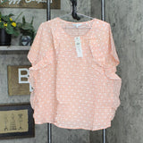 Foxcroft Angela Raglan Sleeve Gingham Clip Dot Blouse Peach Sorbet Orange 16W