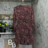 Taylor Womens Petite Long-Sleeve Chiffon Dress 3109P Crimson Red Multi 4P