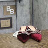A New Day Womens Gwen Rhinestone Velvet Bow Heels 94656739 Burgundy Red 8M