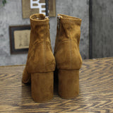 Marc Fisher Women's Dyvine Pointy Toe Block Heel Booties Tan Brown Suede 6M