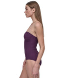 DKNY Womens Shirred One-Piece Swimsuit Textured DIMMS605 Port Texture Purple L