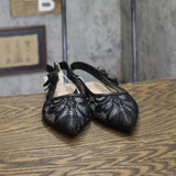 A New Day London Lace Slingback Bow Flats 94303521 Black 6M