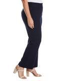 Rafaella Womens Plus Size Curvy Fit Bootcut Pants with Pockets Navy Blue 18W