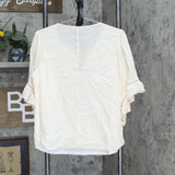 LC Lauren Conrad Womens Bell Sleeve Tie Front Woven Blouse Shirt Top Ivory M