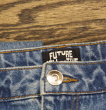 Future Collective Womens Mid-Rise Studded Barrel Leg Jeans Blue Denim 10