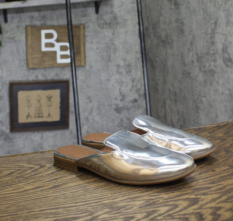 Aerosoles Womens Wilda Mule Slip On Faux Leather WILDA Silver Mirror Gray 8.5M