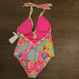 Trina Turk Womens Venus Plunge One-Piece Swimsuit Venus Swim Pink Multi 14