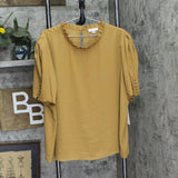 Calvin Klein Womens Plus Size Ruffle-Neck Button-Sleeve Shirt Luggage Brown 2X