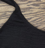 Stretch Textured One Piece Swimsuit with Removable Pads Black One Size