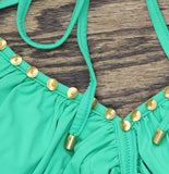 PQ Embroidered Josie Ruched One-Piece Swimsuit CLO-5012P Clover Green M