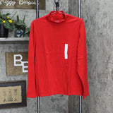 Croft & Barrow Women's Essential Long-Sleeve Mockneck Top Cherry Red XXL