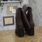 A New Day Cairo Faux Crocodile Almond Toe Knee High Boots 94568713 Brown 5.5M