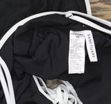Sanctuary Womens Key Item Stay Connected Tie-Front Swimsuit Black / White XS