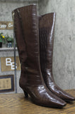 INC International Concepts Sameya Mid-Heel Knee High Boots Brown Croc 10.5M