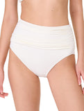 Kate Spade New York Solid Shirred High Waist Swim Bottom Cream Off White M