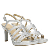 Naturalizer Womens Baylor Heeled Sandal Glitter Strappy Silver Glitter Gray 9.5M