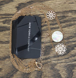 New York & Company Triple Tier Multi Floral Pendants Necklace Rose Gold 18" + 3"