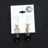 A & I Womens Fashion Beaded Pressed Coin Dangly Earrings Gold / Multi 2"