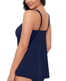 Swim Solutions Womens Midnight Princess High-Low Tankini Top 806843 Navy Blue 16