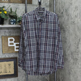 Van Heusen Mens Broadcloth Wrinkle Free Dress Shirt Gray Plaid L 16-16 1/2