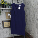 Kasper Womens Notched-Neck Sheath Dress 10814688 Navy Blue 18