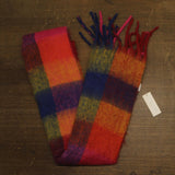Steve Madden Brushed Plaid Blanket Warm Fringe Scarf Oversized Warm Blue Multi