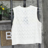 Universal Thread Knit Ribbed Hem Crochet Sweater Vest Cream Off White M