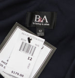 B&A By Betsy & Adam Embellished Maxi Evening Dress Gown Woven Navy Blue 12