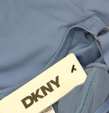 DKNY Womens Ruffle Plunge Underwire Tummy Control One-Piece Swimsuit Blue Bell S