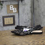 A New Day Womens London Lace Sling Back Bow Flats 94303521 Black 6M
