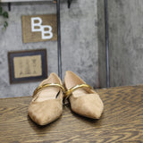 A New Day Faux Suede Pointed Toe Flats with Ring Accent Brown 6.5M
