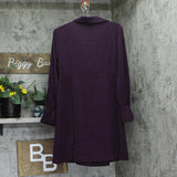 DKNY Womens Petite Collared-V-Neck Long-Sleeve Dress XD4G2C86 Raisin Purple 12P