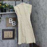 Ny Collection Petite Sleeveless Button Front Linen Dress Plaza Taupe Brown PS