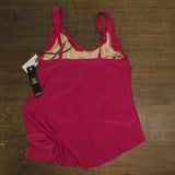 Magicsuit Womens Solid Winnie Cowl Neck Underwire Tankini Top Swim Ruby Pink 12