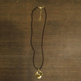 Premier Designs Cord Abstract Organic Pendant Necklace Gold / Brown 36" + 4"