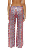 Becca Womens Sundown Crochet Split-Leg Cover-up Pants Fire Pool Purple Multi M