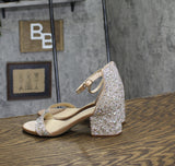 Betsey Johnson Womens Mari Heeled Sandal Block Heel SB-MARI Champagne Brown 6.5M