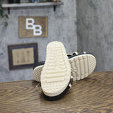Bearpaw Criss Cross Woven Raffia Faux Leather Slide Sandals Black / Off White 7M